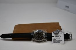 A men's boxed as new Oris Big Crown Pointer Date Automatic stainless steel and leather watch in