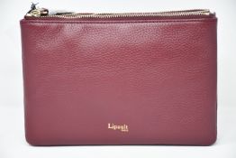 An as new Lipault Invitation multi pouch bag in burgundy.