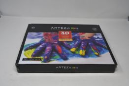 Six boxed as new Arteza set of 30 nontoxic finger paints for kids.