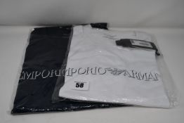 Two as new Emporio Armani swimwear T-shirts, one white and one black (Both size 48).