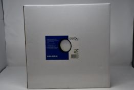 Three boxed as new Saxby Slimline Luik lighting with black and opal PC finish.