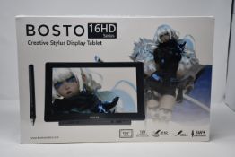 One boxed as new Bosto 16HD Series Creative Stylus Display Tablet (15.6
