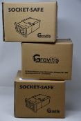 Four boxed as new Gravitis EU Secret Wall Safes (Secure storage for your valuables in this realistic