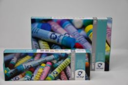 Five boxes of 24 and ten boxes of 12 Van Gogh soft pastels by Royal Talens.