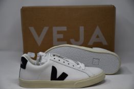 A pair of as new Veja Esplar leather extra white trainers (UK 3).