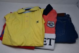 Five items of as new Hacket London clothing including multi colour polo shirt size 15/16 yrs, red