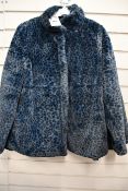 Two as new Fransa navy leopard Frmafur jacket (1 x M, 1 x L - RRP £90 each).
