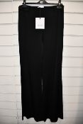 One as new Galvan London Satin Crepe high waisted satin black trousers size 40 (100COTR300201BK).