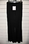 One as new Galvan London Satin Crepe high waisted satin black trousers size 42 (100COTR300201BK).