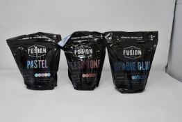 Six x five bottle sets of Fusion (60ml) tattoo inks: Flesh Tone, Muted, Opaque Grey, Grey Wash,