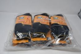 Twenty four pairs of ladies as new Heat Holders Workforce thermal socks in black with a yellow twist