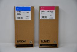 Four as new Epson Ink Cartridges; T41F2 Cyan, T41F3 Magenta, T41F4 Yellow and T41F5 Black.