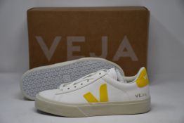 A pair of as new Veja Campo Chromefree leather extra white trainers (UK 3).
