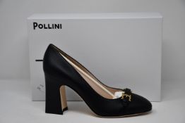 A pair of as new Pollini buckle detail high heel pumps PA10028COB (EU 39).