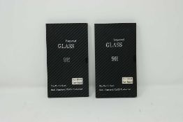 A box of as new tempered glass screen protectors for Samsung Note 8 and Apple iPhone X/XS.