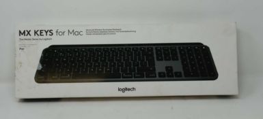 A boxed as new Logitech MX Keys Advanced Wireless Illuminated Keyboard for MAC in Space Grey (UK) (