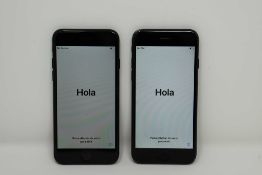 SOLD FOR PARTS ONLY: Two pre-owned Apple iPhone 7 (AT&T/T-Mobile/Global/A1778) in Black (Both iCloud