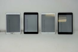 SOLD FOR PARTS ONLY: Four pre-owned Apple iPad mini 2 (Retina/2nd Gen, Wi-Fi Only) A1489; 2 x Silver