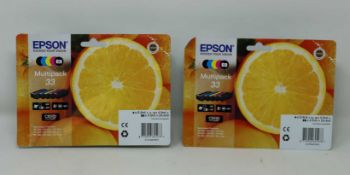 Two as new Epson 33 Expression Premium Black/Cyan/Magenta/Yellow Ink Cartridge Multipacks (M/N:
