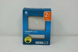 A boxed as new G-Technology 2 TB G-DRIVE Mobile USB Portable Hard Drive (Box sealed).