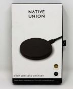 A boxed as new Native Union Drop Leather Wireless Charging Pad 7.5W in Black (Box opened).