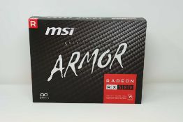 A pre-owned MSI RX 580 ARMOR 8G OC Radeon RX 580 8GB GDDR5 Graphics Card (P/N: 912-V341-275) (Boxed)