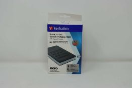 A boxed as new Verbatim Store 'n' Go 1TB Secure Encrypted External Portable Hard Drive with Keypad