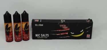 A carton of Physco Bunny Blue Retro 20mg Nic Salts (10 x 10ml, some packaging damaged, best before