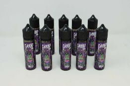 Ten bottles of FlavaCo Cartel Everly Grape and Bubblegum 50ml Shortfill Zero Nicotine E-liquid.