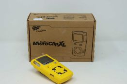A boxed as new BW GasAlert MicroClip XL (O2 LEL H2S CO) Gas Detector (Model: MCXL-XWHM-Y-UK) (Box