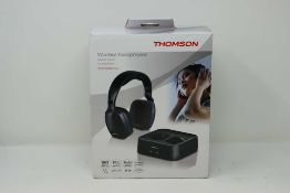 A boxed as new pair of Thomson WHP3311BK-UK Rechargeable Wireless Headphones.