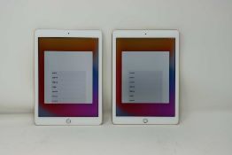 SOLD FOR PARTS ONLY: Two pre-owned Apple iPad Air 2 (Wi-Fi only) A1566 Gold (Both iCloud