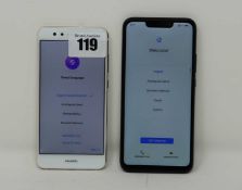 SOLD FOR PARTS: A pre-owned Huawei P10 Lite WAS-LX1A in White (FRP locked) and a pre-owned Huawei