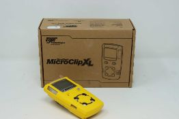 A boxed as new BW GasAlert MicroClip XL (O2 LEL H2S CO) Gas Detector (Model: MCXL-XWHM-Y-UK) (Box