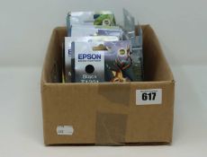 Nine assorted as new Epson Printer Cartridges (Some damage to packaging).