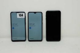 SOLD FOR PARTS ONLY: Two pre-owned Samsung Galaxy A10 SM-A105F/DS and a pre-owned Samsung Galaxy