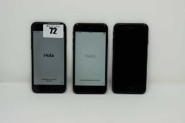 SOLD FOR PARTS ONLY: Two pre-owned Apple iPhone 7 (AT&T/T-Mobile/Global/A1778) and an Apple iPhone 7