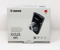 A boxed as new Canon IXUS 185 20MP 8x Zoom Compact Digital Camera in Silver.