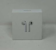 A boxed as new pair of Apple AirPods (2nd Gen) with Charging Case (Box sealed, some cosmetic
