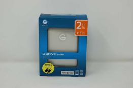 A boxed as new G-Technology 2 TB G-DRIVE Mobile USB Portable Hard Drive (Box sealed).