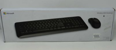 A boxed as new Microsoft 850Wireless Keyboard and Mouse Desktop Combo in Black (Model: PY9-00019) (