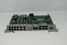 A pre-owned Ciena NTK555NA WOCUAZPKAA SPAP-2 w/2x0SC 2xSFP Shelf Processor (Untested, sold as