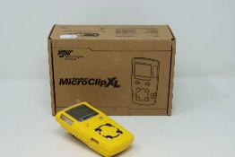 A boxed as new BW GasAlert MicroClip XL (O2 LEL H2S CO) Gas Detector (Model: MCXL-XWHM-Y-UK) (Box