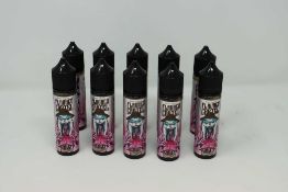 Ten bottles of FlavaCo Cartel Everly Grape and Bubblegum 50ml Shortfill Zero Nicotine E-liquid.