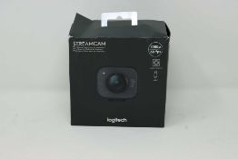A boxed as new Logitech StreamCam Webcam in Graphite (Box sealed, damaged box).