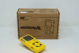 A boxed as new BW GasAlert MicroClip XL (O2 LEL H2S CO) Gas Detector (Model: MCXL-XWHM-Y-UK) (Box