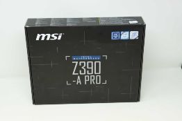 A pre-owned MSI Z390-A PRO LGA 1151 ATX Motherboard (P/N: 911-7B98-001) (Boxed) (Untested, sold as