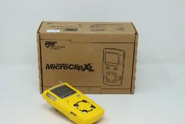 A boxed as new BW GasAlert MicroClip XL (O2 LEL H2S CO) Gas Detector (Model: MCXL-XWHM-Y-UK) (Box