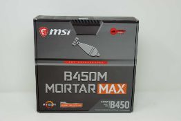 A pre-owned MSI B450M MORTAR MAX AMD Socket AM4 Motherboard (P/N: 911-B89-020) (Boxed) (Untested,