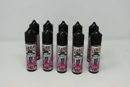 Ten bottles of FlavaCo Cartel Scarlett Strawberry Pear 50ml Shortfill Zero Nicotine E-liquid.